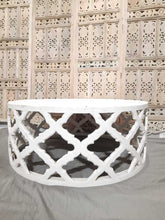 Bristol Hand Carved Indian Solid Wood Round Coffee Table White Wash 100x100x30cm